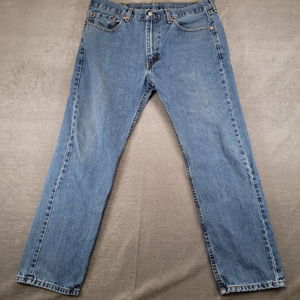 Levis 505 Regular Fit Straight Leg Jeans Mens Actual Size 36x29 Medium Wash Blue